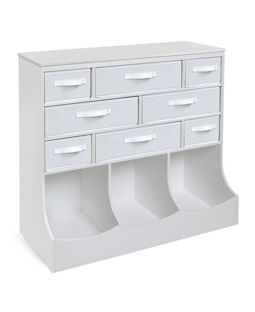 Stackable Shelf Storage Cubby with Three Baskets - White - Badger