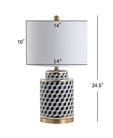 Jonathan Y Ellie 24.5" Tumbling Block Ceramic,Metal Led Table Lamp