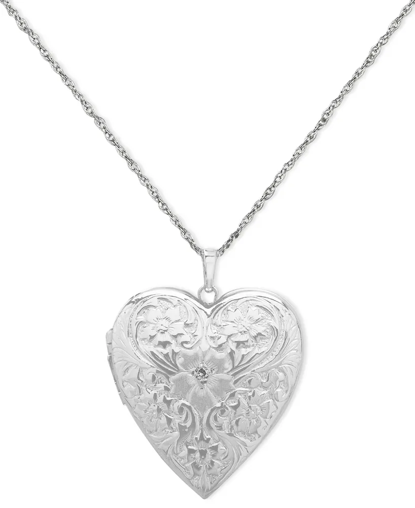 4-Photo Engraved Heart Locket in Sterling Silver