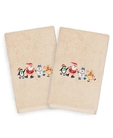 Linum Home Christmas Skating Party 100% Turkish Cotton 2-Pc. Hand Towel Set