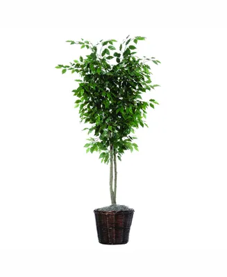 Vickerman 6' Artificial Ficus Deluxe, Made With Natural Hardwood Trunks