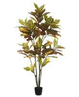 Vickerman 5' Potted Artificial Croton Tree