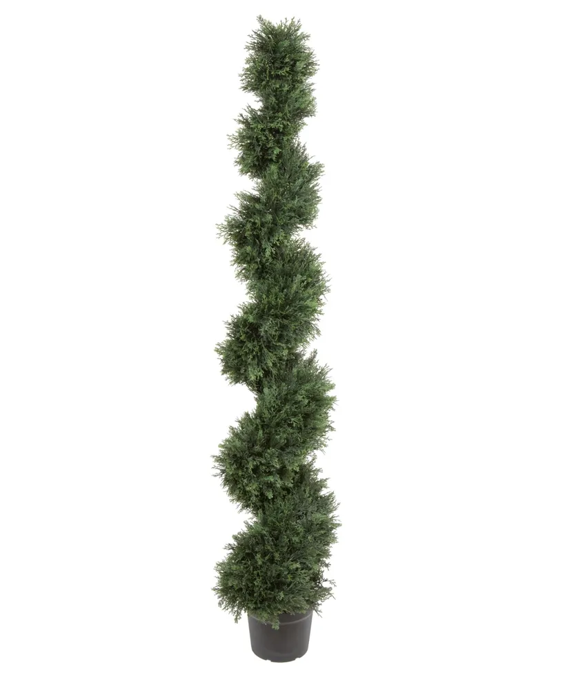 Vickerman 6' Artificial Potted Green Cedar Spiral Tree