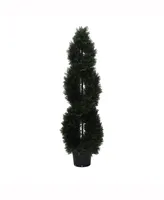 Vickerman 5' Artificial Green Cedar Double Spiral Topiary, Uv Resistant