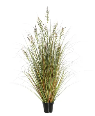 Vickerman 60" Pvc Artificial Potted Green and Brown Grass and Plastic Grass