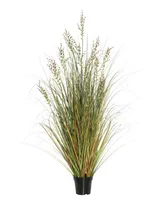 Vickerman 60" Pvc Artificial Potted Green and Brown Grass and Plastic Grass