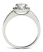 Moissanite Round Halo Ring (1-1/3 ct. t.w. Diamond Equivalent) 14k Gold or White Rose