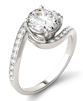 Moissanite Round Swirl Engagement Ring (1-3/4 ct. t.w. Diamond Equivalent) 14k White Gold