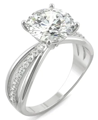 Moissanite Round Solitaire with Sides Ring (2-9/10 ct. tw. Diamond Equivalent) 14k White Gold
