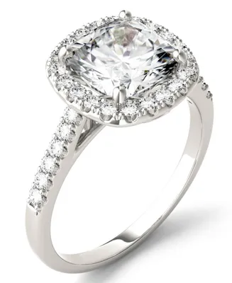 Moissanite Cushion Halo Ring (2-7/8 ct. tw. Diamond Equivalent) 14k White Gold