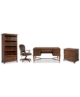 Clinton Hill Cherry Home Office, 4-Pc. Set (Writing Desk, Lateral File Cabinet, Open Bookcase, & Leather Desk Chair)