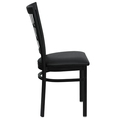 Hercules Series Black Window Back Metal Restaurant Chair