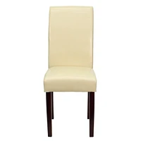 Ivory Leather Parsons Chair