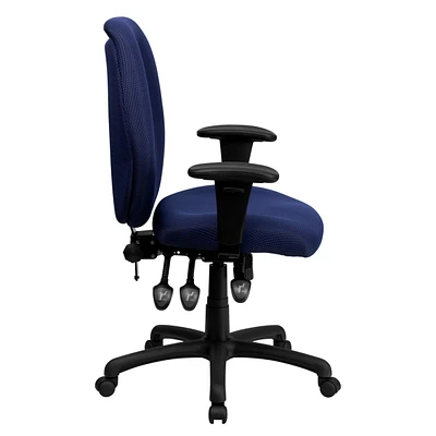 High Back Navy Fabric Multifunction Ergonomic Executive Swivel Chair With Adjustable Arms
