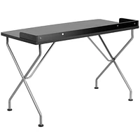 Black Computer Desk With Silver Metal Frame