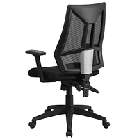 High Back Black Mesh Multifunction Swivel Task Chair With Adjustable Arms