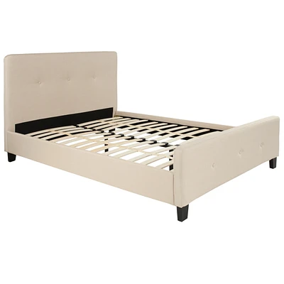 Tribeca Full Size Tufted Upholstered Platform Bed In Beige Fabric