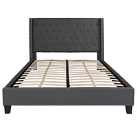 Riverdale Queen Size Tufted Upholstered Platform Bed In Dark Gray Fabric