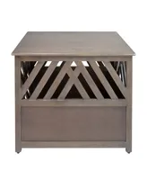 Modern Lattice Wooden Pet Crate End Table