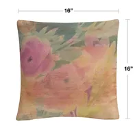 Sheila Golden Garden Nostalgia Pink Modern Motif Decorative Pillow, 16" x 16"