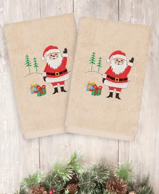 Linum Home Christmas Santa Waving 100% Turkish Cotton 2-Pc. Hand Towel Set