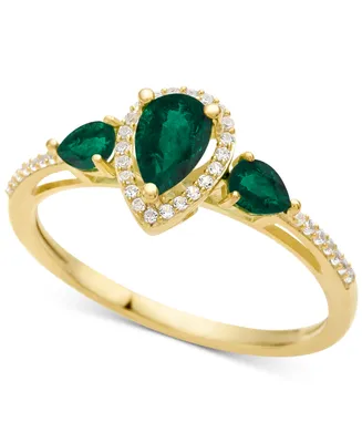 Sapphire (7/8 ct. t.w..) & Diamond (1/10 t.w.) Ring 10k White Gold (Also Emerald Ruby)