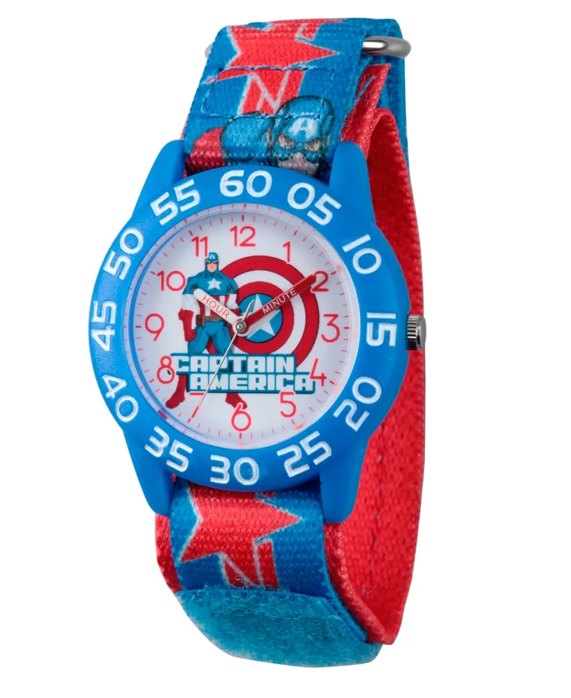 Marvel's Avengers Assemble Captain America Boys' Blue Plastic Time Teacher Watch