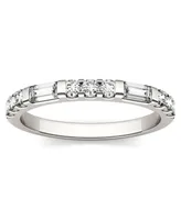 Moissanite Round and Baguette Stackable Ring (1/2 ct. tw. Diamond Equivalent) 14k White Gold