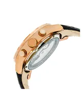 Heritor Automatic Rose Gold & Black Leather Watches 44mm