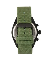 Morphic M53 Series, Black Case, Chronograph Fiber Weaved Olive Leather Band Watch w/Date, 45mm