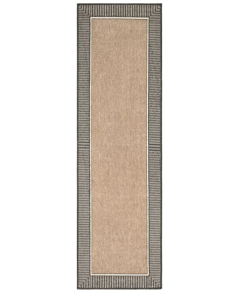 Surya Alfresco Alf-9684 Camel 2'3" x 7'9" Runner Area Rug, Indoor/Outdoor