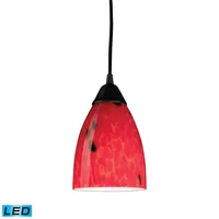 1 Light Pendant in Dark Rust and Fire Red Glass - Led Offering Up To 800 Lumens (60 Watt Equivalent)