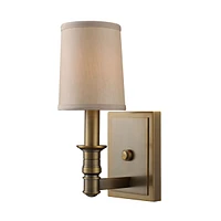 Baxter 1-Light Sconce in Brushed Antique Brass and Shade Included