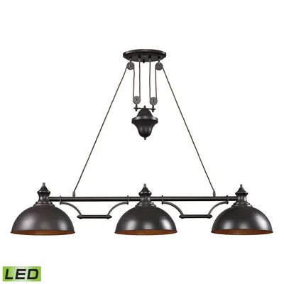 Farmhouse 3 Light Billiard in Oiled Bronze - Led, 800 Lumens (2400 Lumens Total) with Full Scale Dimming Range