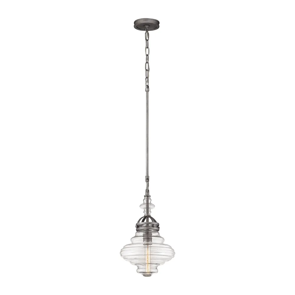 Gramercy 1 Light Pendant in Weathered Zinc