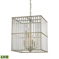 Ridley 6 Light Chandelier in Aged Silver with Oval Glass Rods