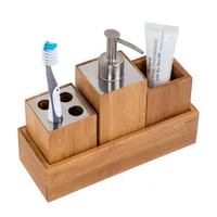 Honey Can Do Bamboo 4-Piece Dispenser Set