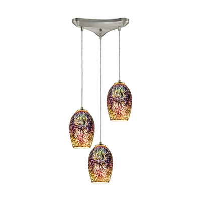 Illusions 3 Light Pendant in Satin Nickel