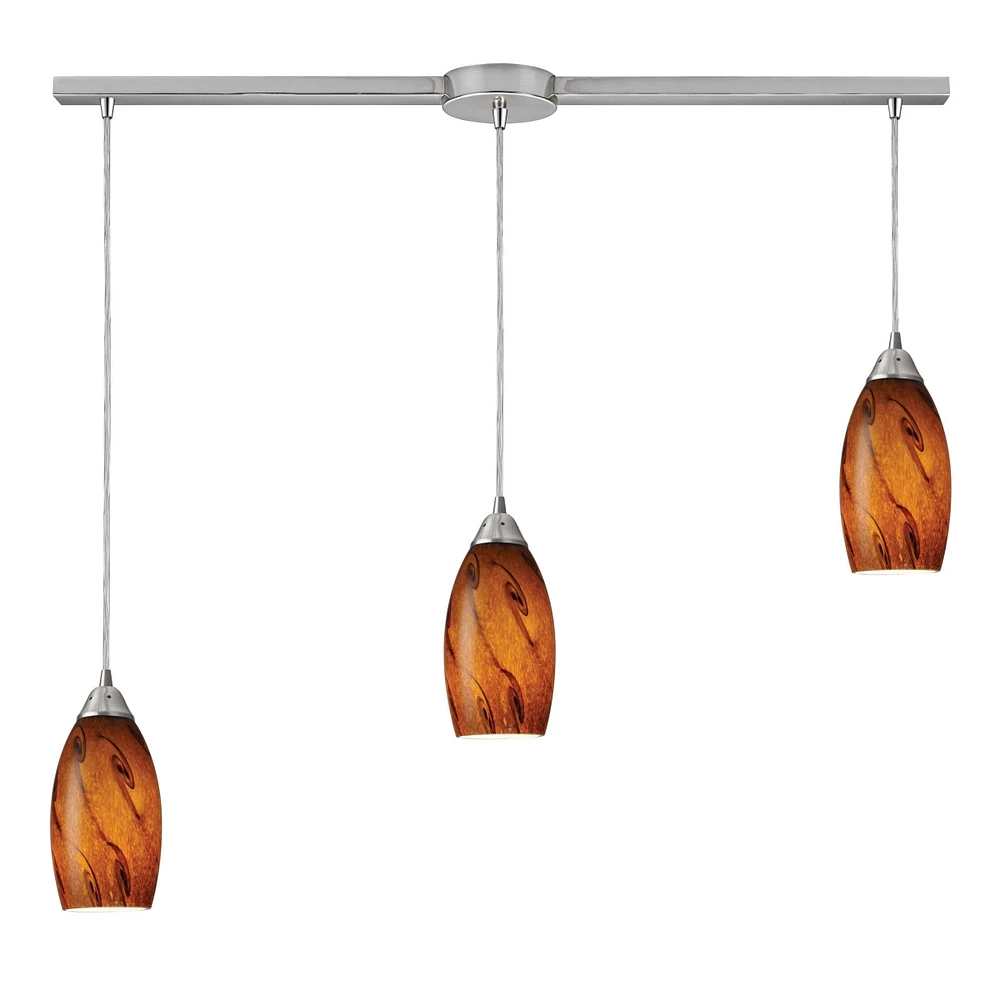 Galaxy 3-Light Linear Pendant in Satin Nickel