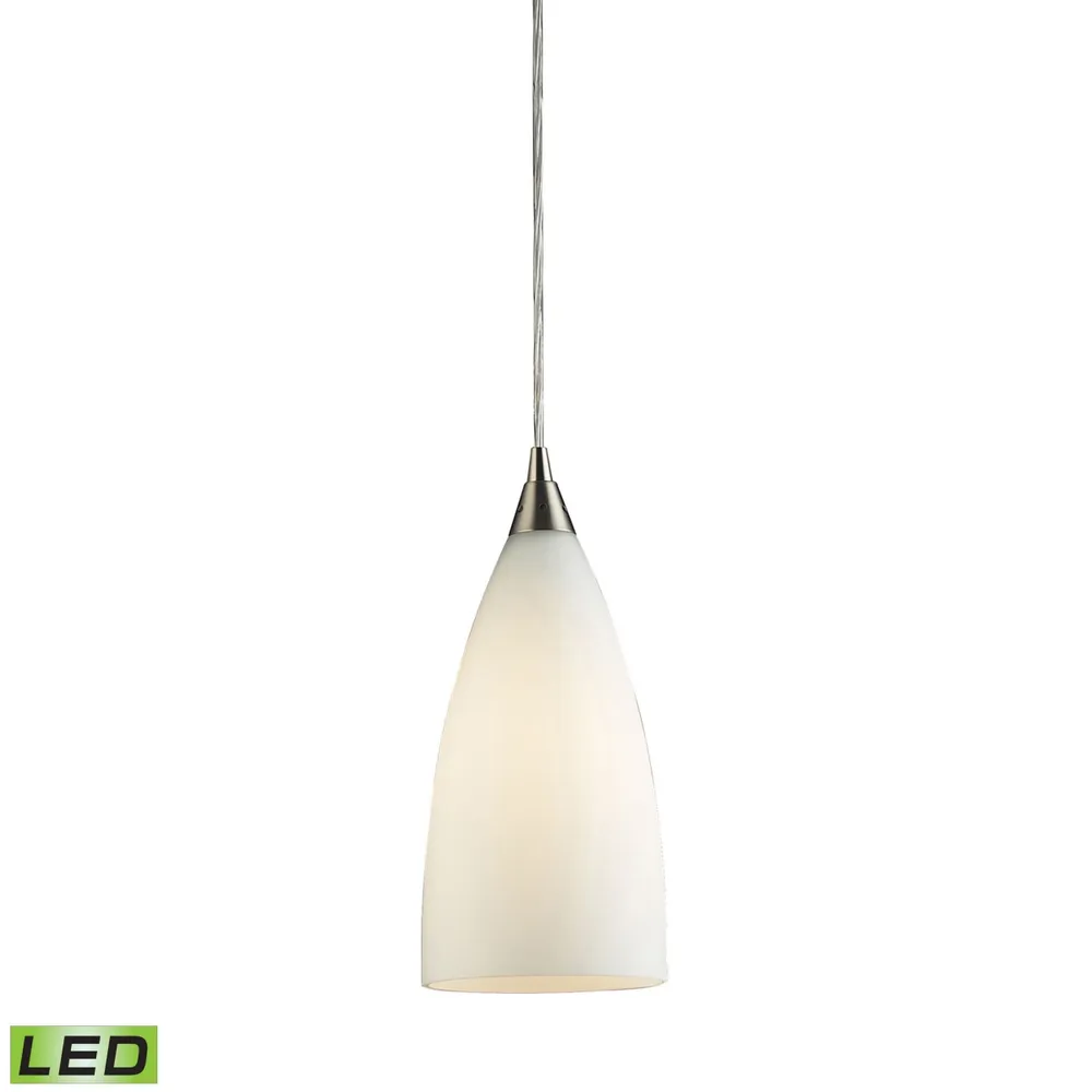 1 Light Pendant in Satin Nickel and Glass