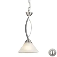 Elysburg 1 Light Pendant in Satin Nickel and White Glass - Includes Adapter Kit