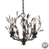 Circeo 3 Light Chandelier in Deep Rust and Crystal Droplets - Includes Adapter Kit