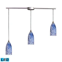 Verona Collection 3 Light Linear Bar Starburst Blue Glass