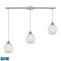 Fusion 3-Light Linear Pendant White in Satin Nickel