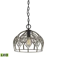 Crystal Web 1 Light Penant In Bronze Gold And Matte Black With Clear Crystal