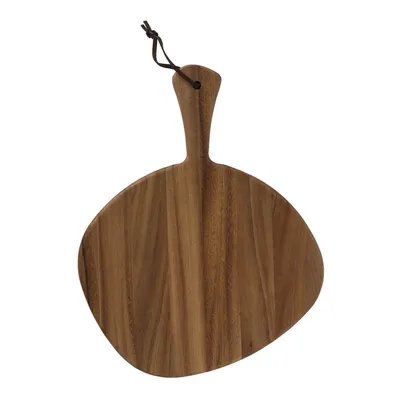 Irregular Shaped Acacia Wood Cutting Board/Tray with Leather Strap