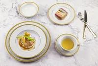 Lorren Home Trends Alina Gold 57-pc Dinnerware Set, Service for 8