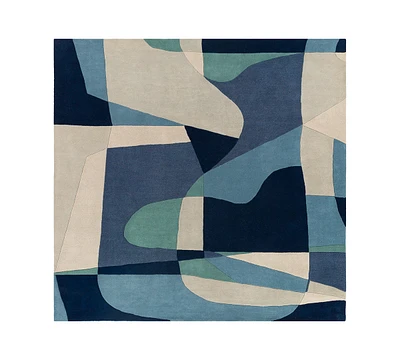 Livabliss Forum Fm-7195 Teal 8' Square Area Rug