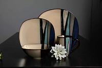 Gibson Elite Althea Reactive Glaze Teal 16-Piece Dinnerware Set, Service for 4