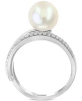 Effy Cultured Freshwater Pearl (10mm) and Diamond (1/5 ct. t.w.) Ring in 14k White Gold and Yellow Gold